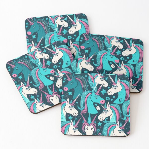 Item preview, Cartoon style Pink and Blue Unicorn pattern designed and sold by liana campbell.