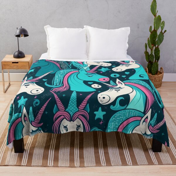 Item preview, Cartoon style Pink and Blue Unicorn pattern designed and sold by liana campbell.