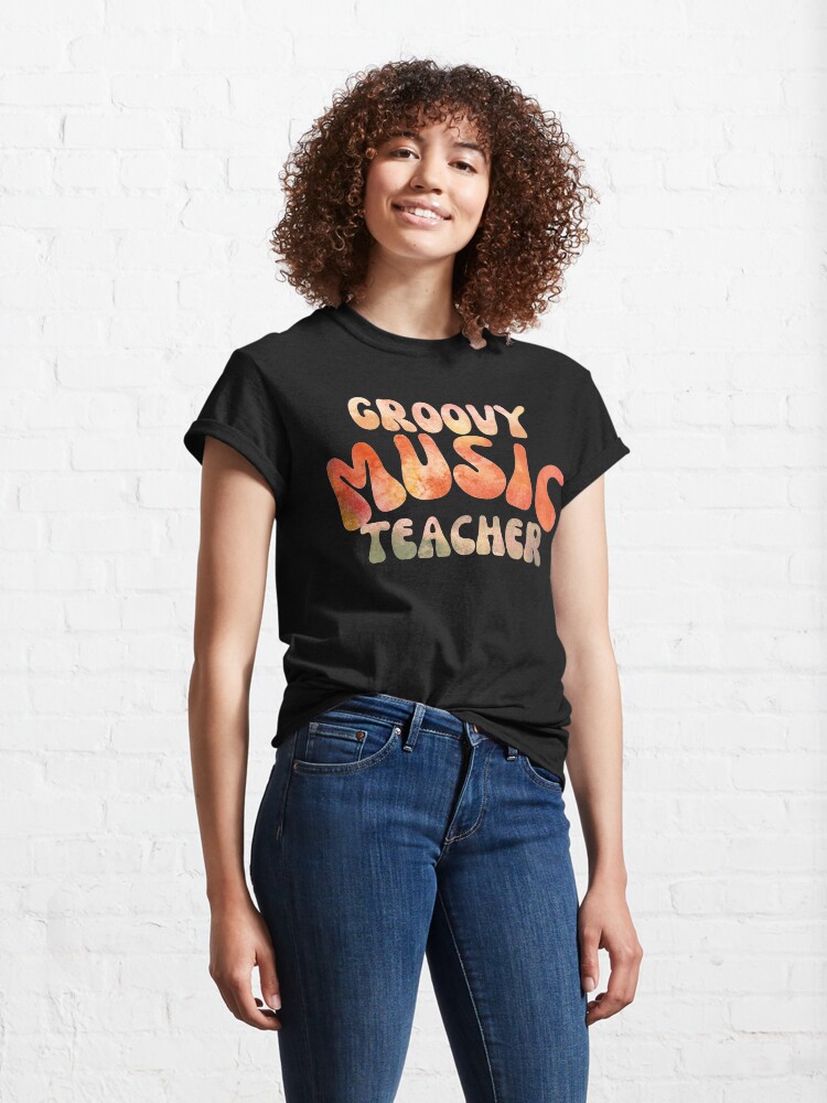 Thumbnail 4 of 7, Classic T-Shirt, Groovy Music Teacher Gift designed and sold by heartsake.