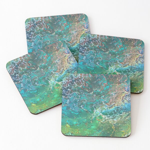 Item preview, Highly Detailed, Green and Teals, Dirty Pour Acrylic Organic Pattern - WelshDesignsRB001 designed and sold by welshdesigns.