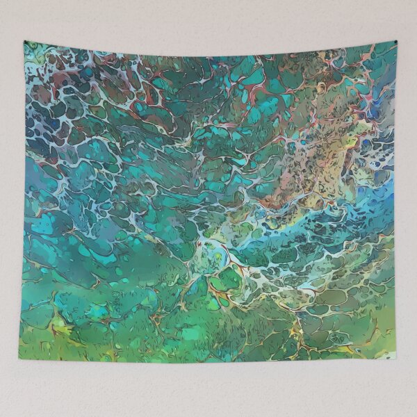 Item preview, Highly Detailed, Green and Teals, Dirty Pour Acrylic Organic Pattern - WelshDesignsRB001 designed and sold by welshdesigns.
