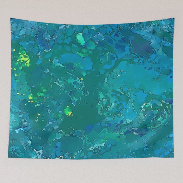 Item preview, Neon Cool Blues and Greens, Dirty Pour Acrylic Organic Pattern - WelshDesignsRB001 designed and sold by welshdesigns.