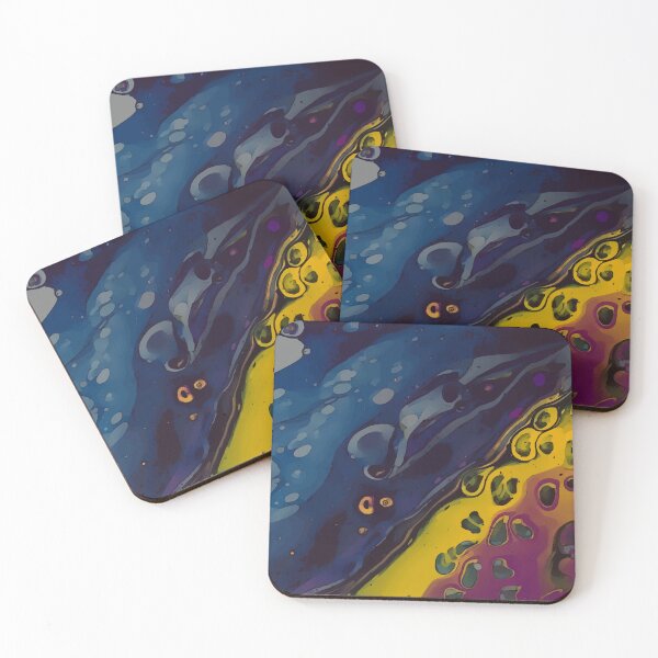 Item preview, Metalic Looking Blue, Yellow and Purple, Dirty Pour Acrylic Organic Pattern - WelshDesignsRB001 designed and sold by welshdesigns.