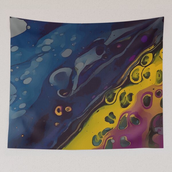 Item preview, Metalic Looking Blue, Yellow and Purple, Dirty Pour Acrylic Organic Pattern - WelshDesignsRB001 designed and sold by welshdesigns.