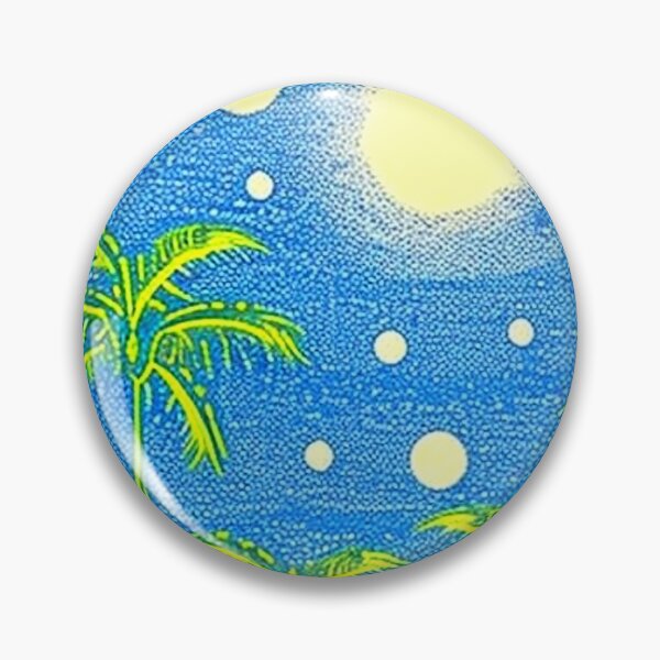 Item preview, Tropical moonlit beach at night palm trees linograph folk art designed and sold by Earth Nature Creations.