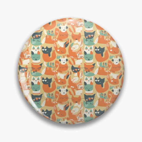 Item preview, Quirky and Psychedelic: Retro Cat Pattern | Vibrant Orange and Teal Tones designed and sold by Retro-ArtDeco.