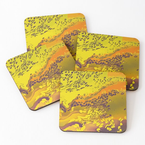 Item preview, Crazy Yellow and Orange, River Shaped, Dirty Pour Acrylic Organic Pattern- WelshDesignsRB001 designed and sold by welshdesigns.