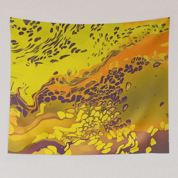 Item preview, Crazy Yellow and Orange, River Shaped, Dirty Pour Acrylic Organic Pattern- WelshDesignsRB001 designed and sold by welshdesigns.