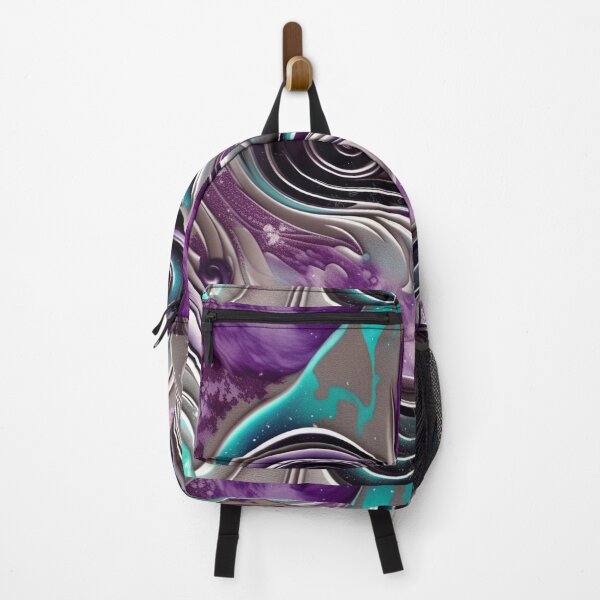 Item preview, Abstract painting with purple, light blue, and silver swirls designed and sold by BirdsnStuff.
