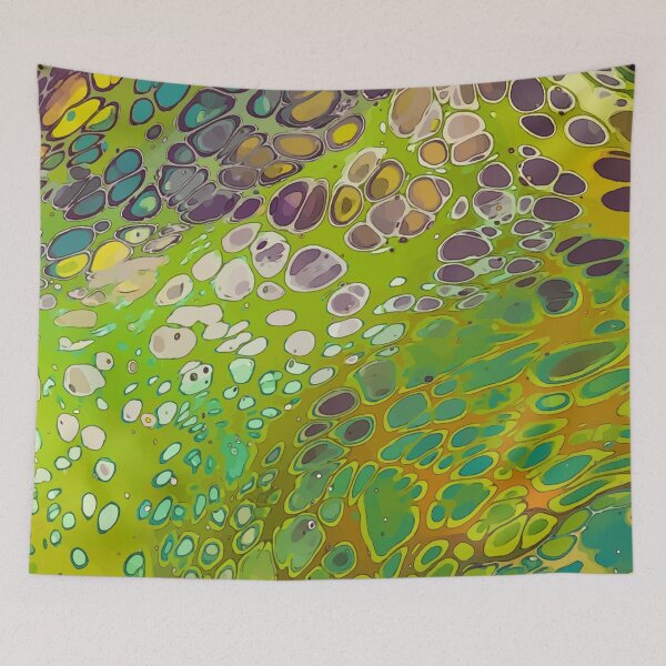 Item preview, Bright Green, Yellow and Teal, Dirty Pour Acrylic Organic Pattern - WelshDesignsRB001 designed and sold by welshdesigns.