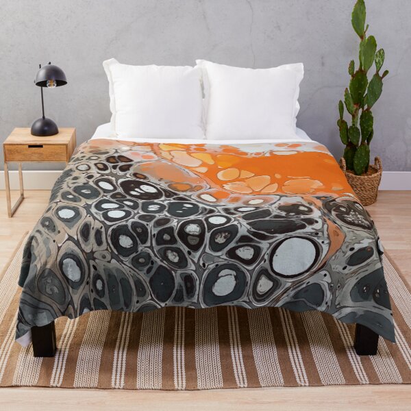 Item preview, Orange and Black, Dirty Pour Acrylic Organic Pattern - WelshDesignsRB001 designed and sold by welshdesigns.