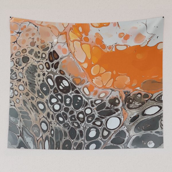 Item preview, Orange and Black, Dirty Pour Acrylic Organic Pattern - WelshDesignsRB001 designed and sold by welshdesigns.