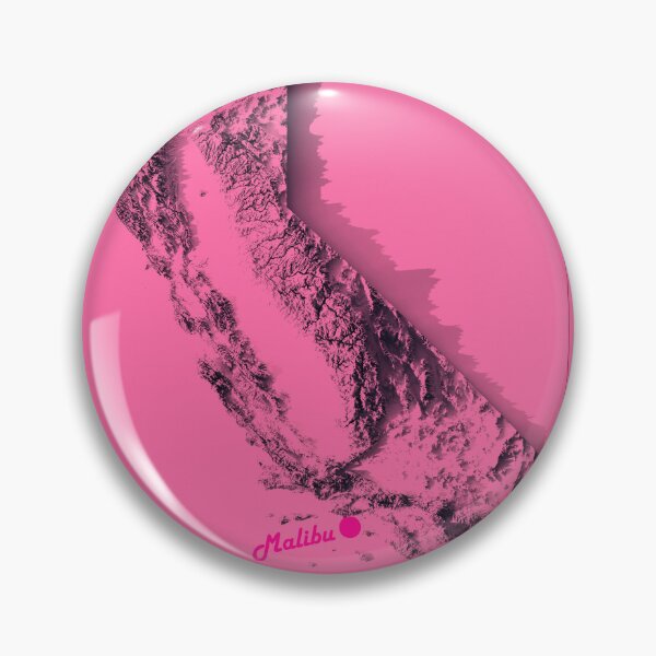 Item preview, California Pink Relief Map Malibu Beach 3D digitally-rendered designed and sold by ThinkAboutMaps.