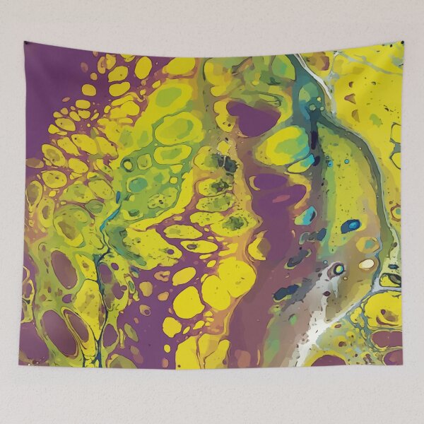 Item preview, Purple and Yellow, Dirty Pour Acrylic Organic Pattern - WelshDesignsRB001 designed and sold by welshdesigns.