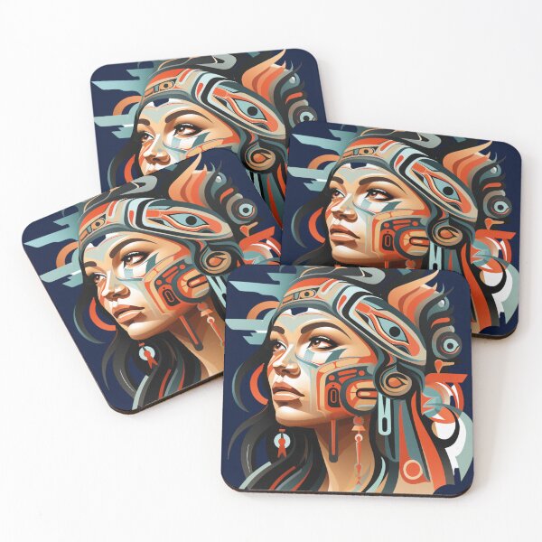 Item preview, Beautiful Native American Woman designed and sold by StudioRedKoala.