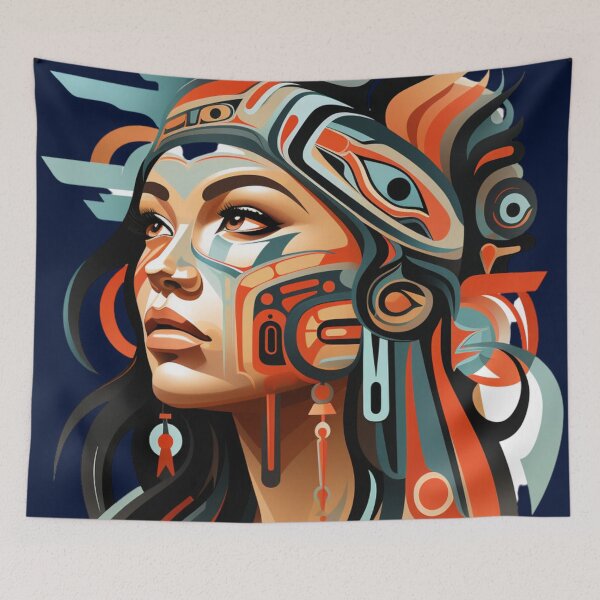Item preview, Beautiful Native American Woman designed and sold by StudioRedKoala.