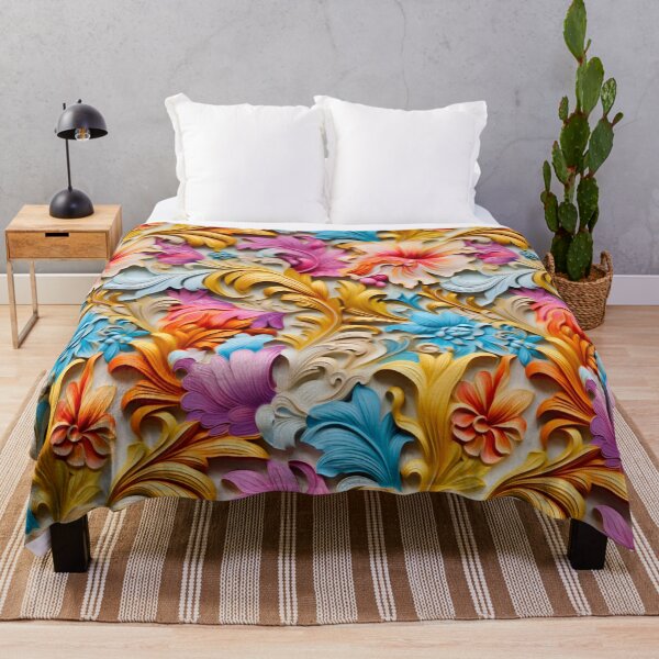 Item preview, Colorful Feathery 3D Flower Swirl Print Background designed and sold by PaperieJennifer.