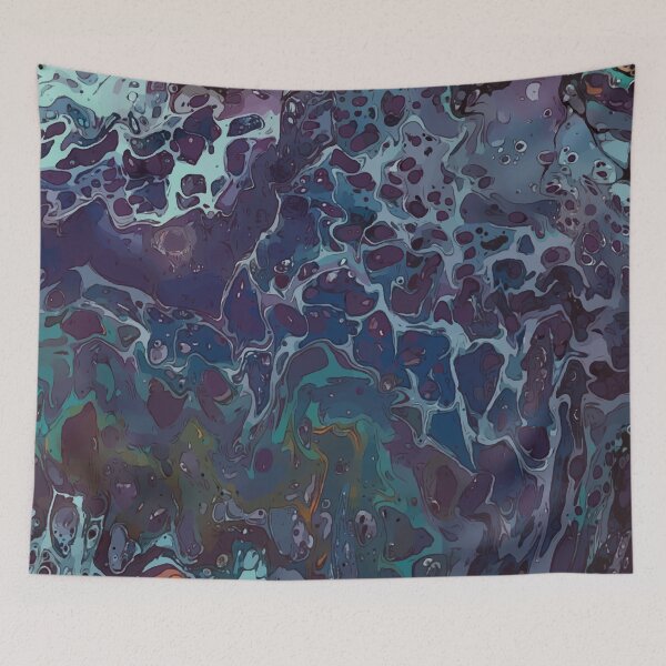 Item preview, Dark Purple and Teal, Dirty Pour Acrylic Organic Pattern - WelshDesignsRB001 designed and sold by welshdesigns.