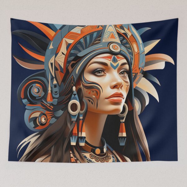 Item preview, Beautiful Native American Woman designed and sold by StudioRedKoala.