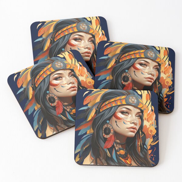 Item preview, Beautiful Native American Woman designed and sold by StudioRedKoala.