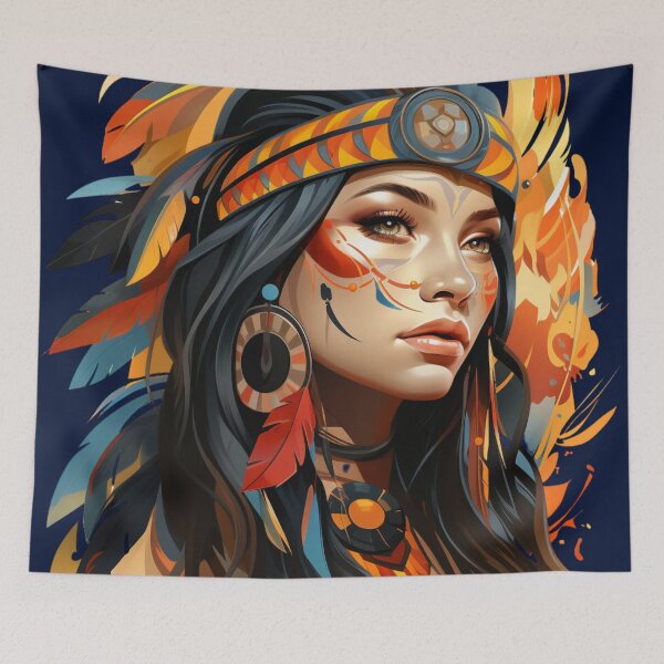 Item preview, Beautiful Native American Woman designed and sold by StudioRedKoala.