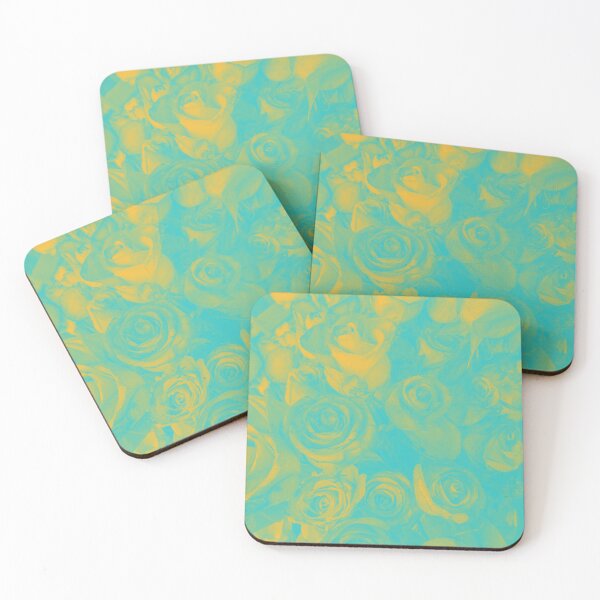 Item preview, Psychedelic Aesthetic Roses in Cyan and Yellow designed and sold by Trish Dish.
