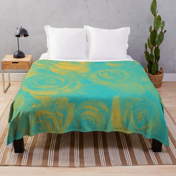 Item preview, Psychedelic Aesthetic Roses in Cyan and Yellow designed and sold by Trish Dish.
