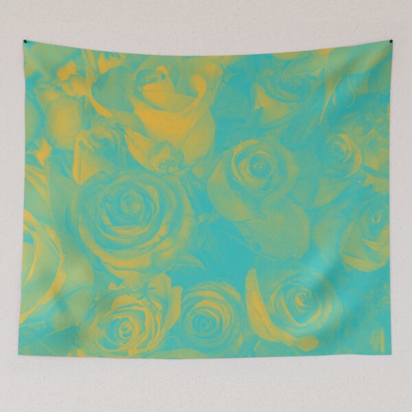 Item preview, Psychedelic Aesthetic Roses in Cyan and Yellow designed and sold by Trish Dish.