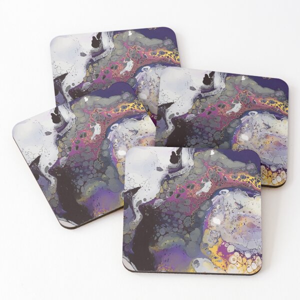 Item preview, Awesome Purple, Yellow, Black and White Dirty Pour Acrylic Organic Pattern - WelshDesignsRB001 designed and sold by welshdesigns.