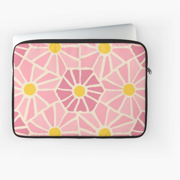 Tessellated Flowers Pattern - Pink Tiles (macro) Laptop Sleeve