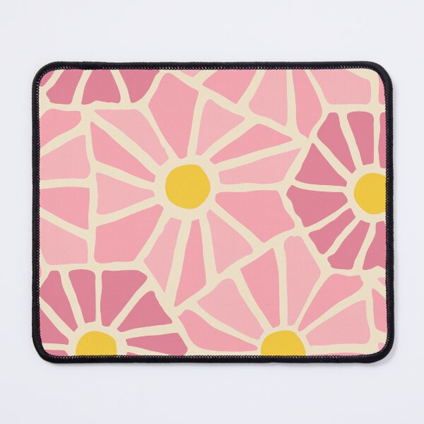Tessellated Flowers Pattern - Pink Tiles (macro) Mouse Pad