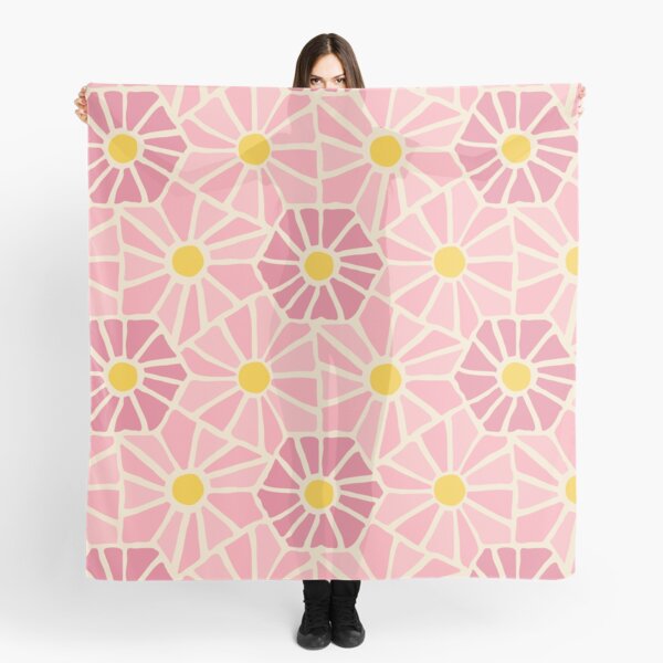 Tessellated Flowers Pattern - Pink Tiles (macro) Scarf