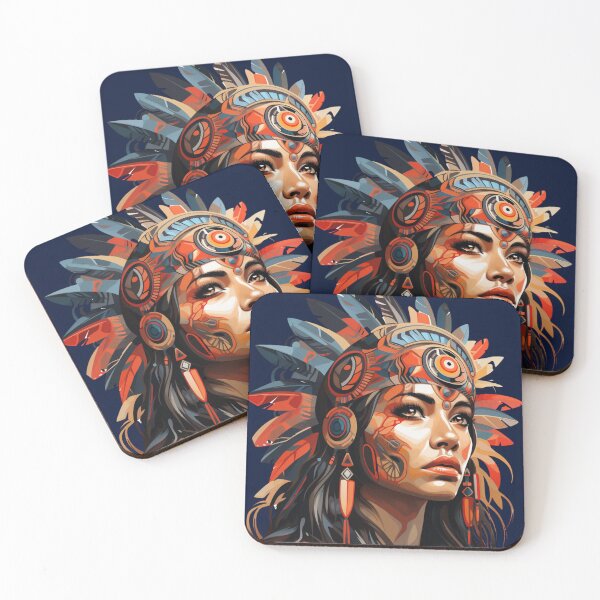 Item preview, Beautiful Native American Woman designed and sold by StudioRedKoala.