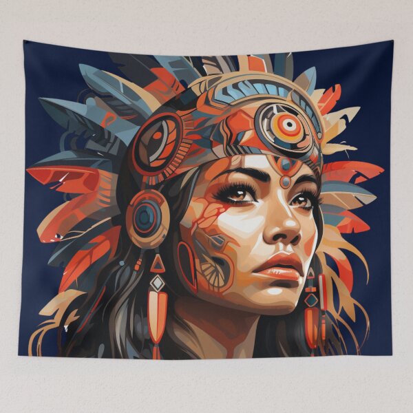 Item preview, Beautiful Native American Woman designed and sold by StudioRedKoala.