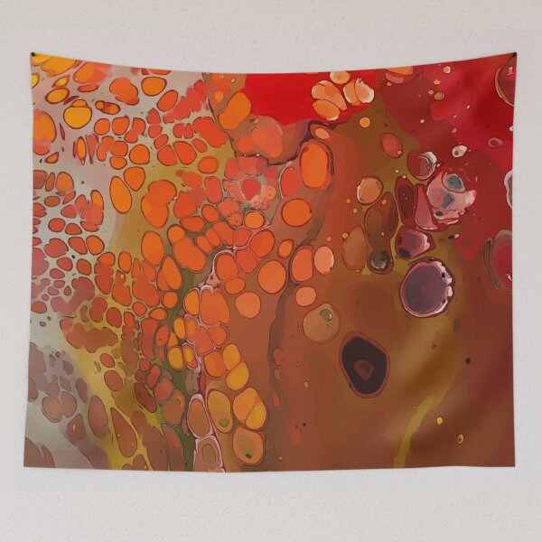 Item preview, Orange, Red and Yellow Cells of a Dirty Pour Acrylic Organic Pattern - WelshDesignsRB001 designed and sold by welshdesigns.