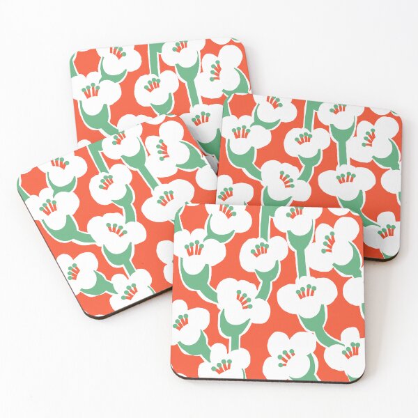 Item preview, Modern Abstract Summer Bindweed Flowers in Orange, White and Green designed and sold by Deutschic.