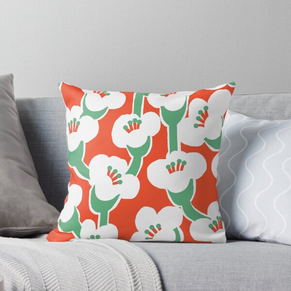 Item preview, Modern Abstract Summer Bindweed Flowers in Orange, White and Green designed and sold by Deutschic.