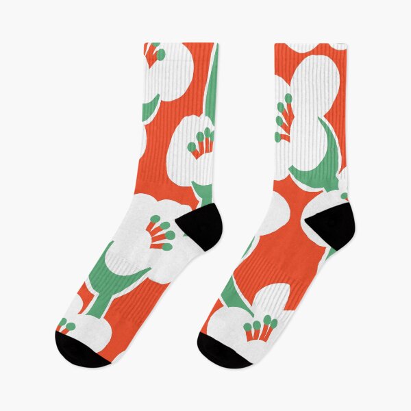 Item preview, Modern Abstract Summer Bindweed Flowers in Orange, White and Green designed and sold by Deutschic.