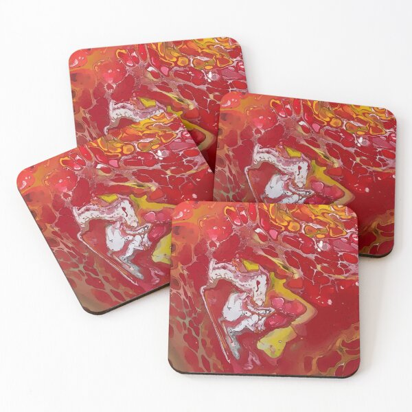 Item preview, Blood Red and Egg Yolk Yellow, Dirty Pour Acrylic Organic Pattern - WelshDesignsRB001 designed and sold by welshdesigns.