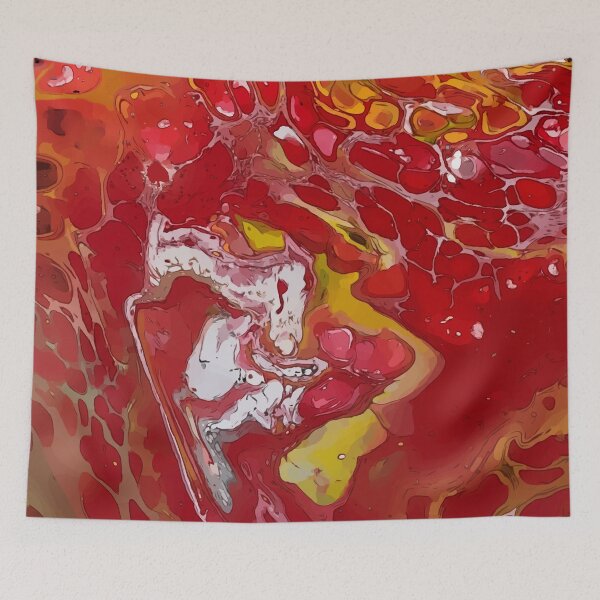 Item preview, Blood Red and Egg Yolk Yellow, Dirty Pour Acrylic Organic Pattern - WelshDesignsRB001 designed and sold by welshdesigns.