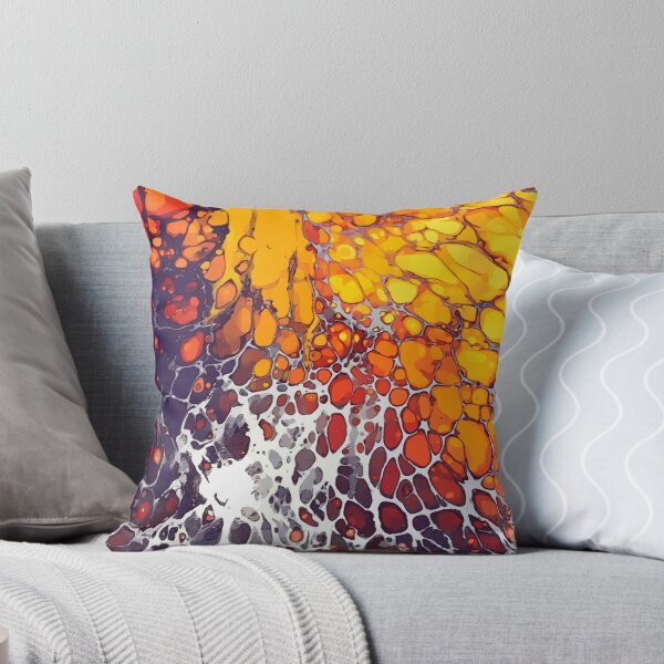 Item preview, Brilliant Orange with Red and Purple Dirty Pour Acrylic Organic Pattern - WelshDesignsRB001 designed and sold by welshdesigns.