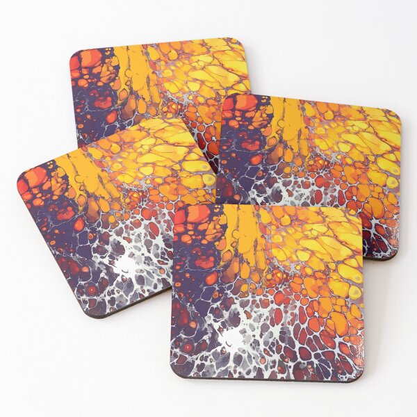 Item preview, Brilliant Orange with Red and Purple Dirty Pour Acrylic Organic Pattern - WelshDesignsRB001 designed and sold by welshdesigns.