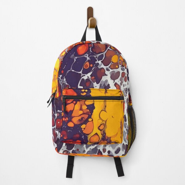 Item preview, Brilliant Orange with Red and Purple Dirty Pour Acrylic Organic Pattern - WelshDesignsRB001 designed and sold by welshdesigns.
