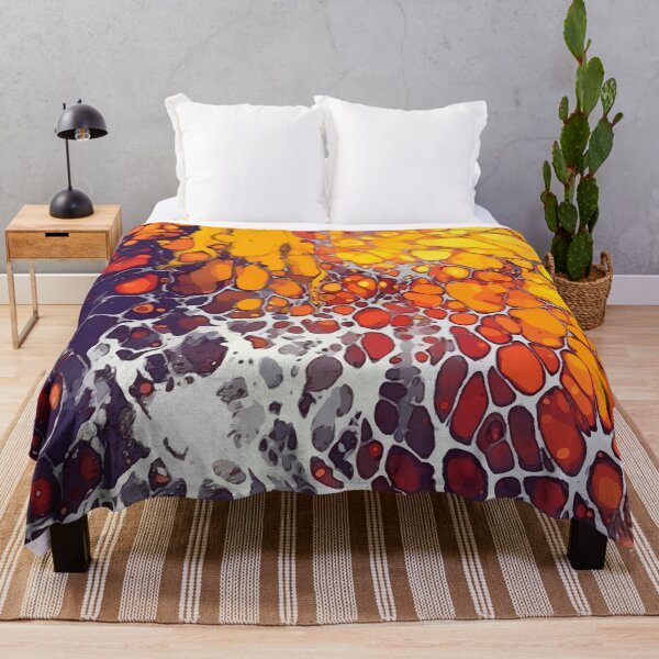 Item preview, Brilliant Orange with Red and Purple Dirty Pour Acrylic Organic Pattern - WelshDesignsRB001 designed and sold by welshdesigns.