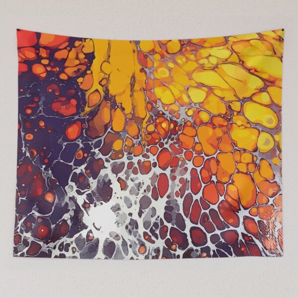 Item preview, Brilliant Orange with Red and Purple Dirty Pour Acrylic Organic Pattern - WelshDesignsRB001 designed and sold by welshdesigns.