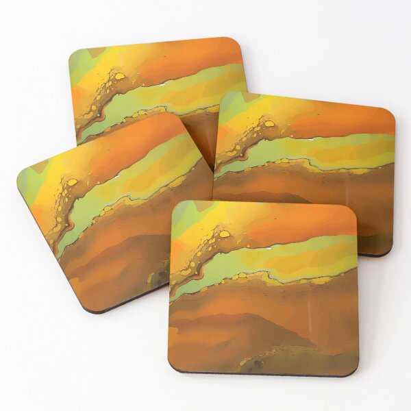 Item preview, Orange and Green River Looking Dirty Pour Acrylic Organic Pattern - WelshDesignsRB001 designed and sold by welshdesigns.