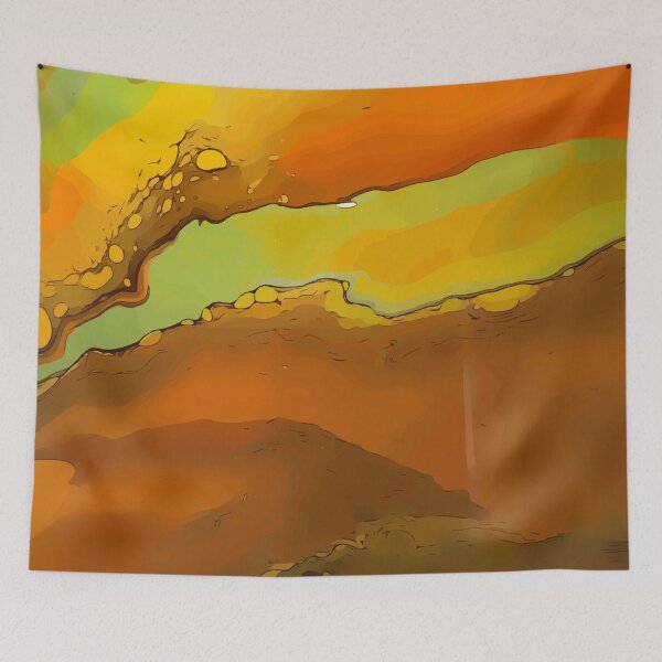 Item preview, Orange and Green River Looking Dirty Pour Acrylic Organic Pattern - WelshDesignsRB001 designed and sold by welshdesigns.
