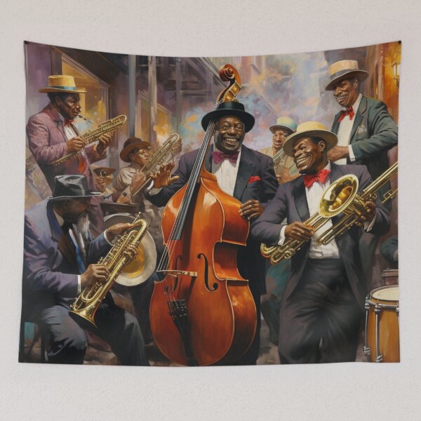 Artikelvorschau, Eine Vintage-Illustration einer New Orleans Jazz Band entworfen und verkauft von GoodOldVintage.