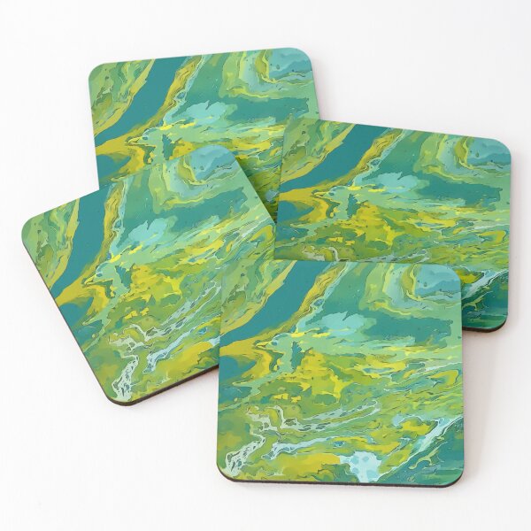 Item preview, Lime Green and Teal Colored Dirty Pour Acrylic Organic Pattern - WelshDesignsRB001 designed and sold by welshdesigns.