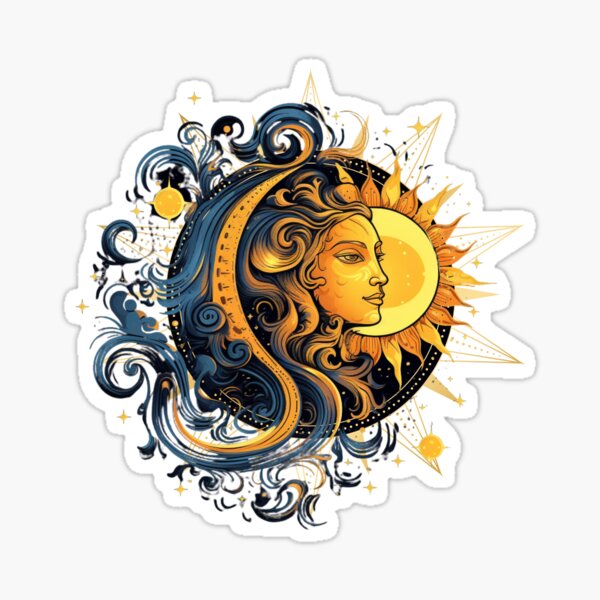 Vista previa del artículo con la obra «Sol y Luna Celestiales», diseñado y vendido por Chmielayka.